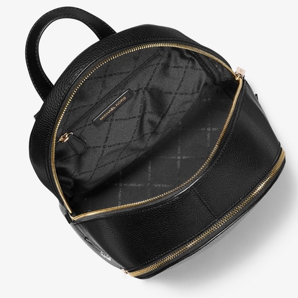 Michael Kors Rhea Medium Pebbled Leather Backpack Black - Picture 7 of 8